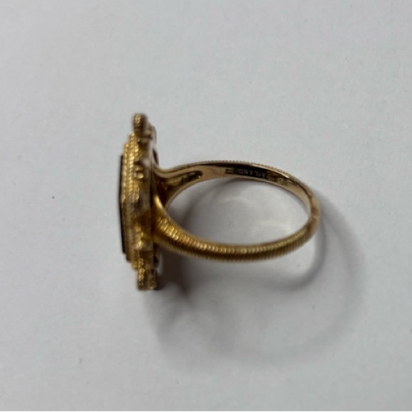 JUDITH RIPKA 14K Gold Black Onyx & Diamonique Hexagon Cut Ring Size 7 - Picture 4 of 7